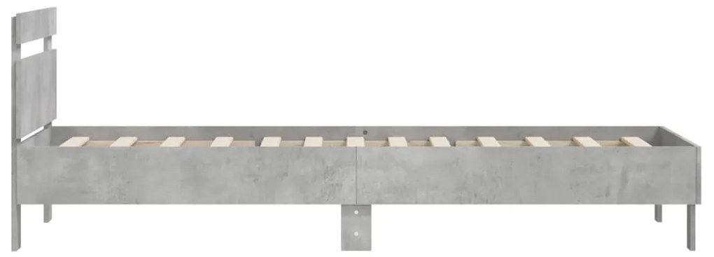 vidaXL Πλαίσιο Κρεβατιού με Κεφαλάρι Γκρι Σκυρ. 100x200 εκ. Επεξ. Ξύλο