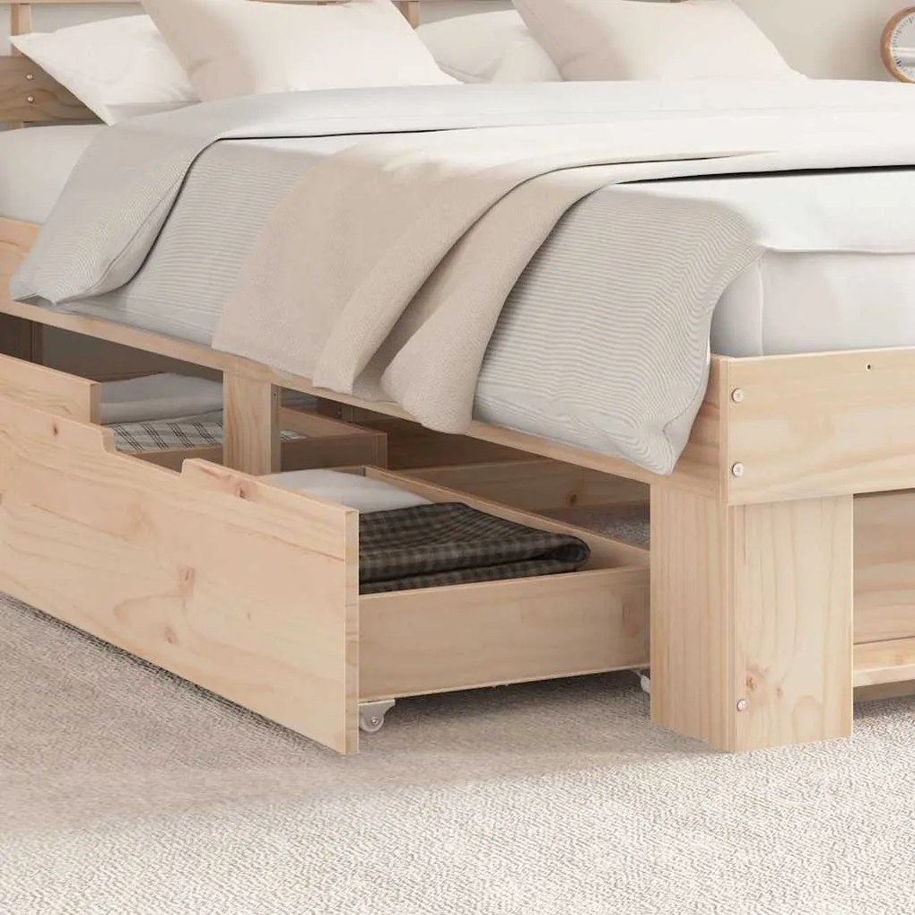 vidaXL Σκελετός Κρεβατιού Καφέ 140 x 200 cm Μασίφ ξύλο πεύκου