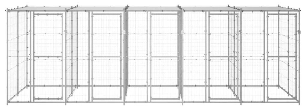 vidaXL Κλουβί Σκύλου Εξ. Χώρου με Στέγαστρο 12,1 μ² Γαλβ. Χάλυβας