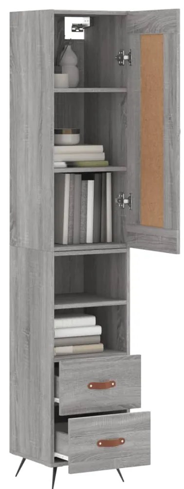 vidaXL Μπουφές Sonoma Γκρι 34,5 x 34 x 180 εκ. από Επεξεργασμένο Ξύλο