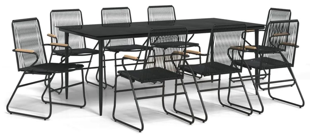 vidaXL Σετ Τραπεζαρίας Κήπου 9 Τεμαχίων Μαύρο από Ρατάν PVC