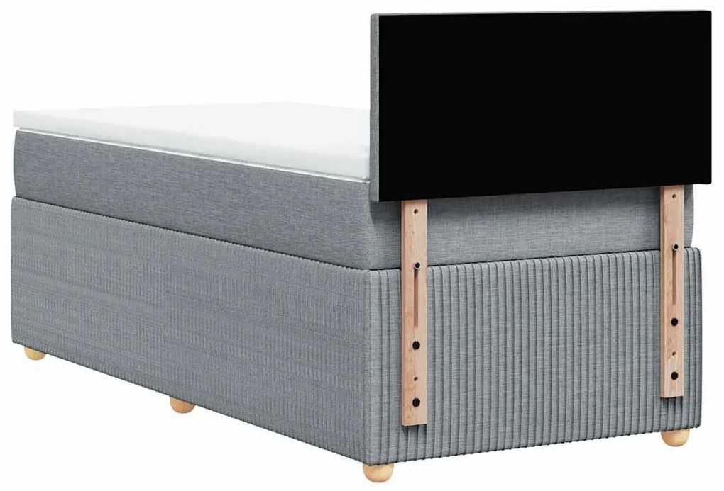 vidaXL Κρεβάτι Boxspring με Στρώμα Ανοιχτό Γκρι 80x200 εκ. Υφασμάτινο