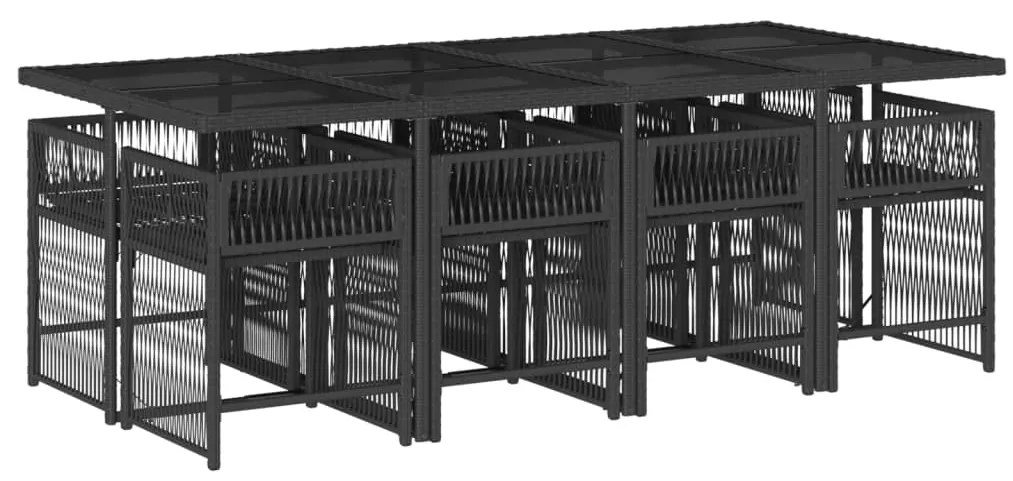 vidaXL Σετ Τραπεζαρίας Κήπου 9 τεμ Μαύρο από Συνθ. Ρατάν με Μαξιλάρια