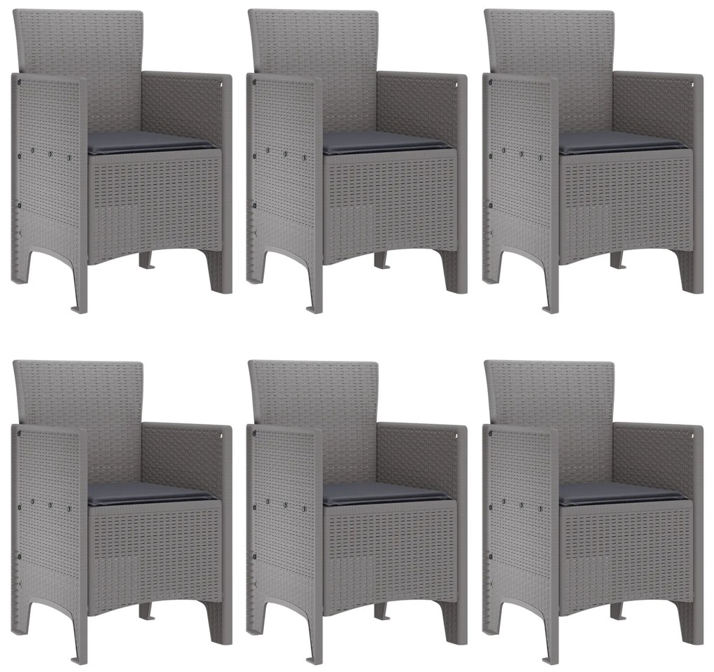 vidaXL Σετ Τραπεζαρίας Κήπου 7 pcs Ανοιχτό γκρι Πολυπροπυλενίου ρατάν