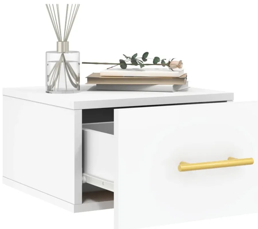 vidaXL Κομοδίνα Επιτοίχια 2 τεμ. Λευκά 35x35x20 εκ.