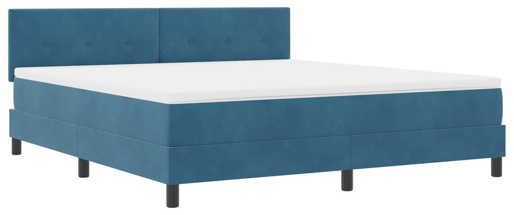 vidaXL κρεβάτι Box Spring με στρώμα & LED σε σκούρο μπλε 180x200 εκ βελούδο
