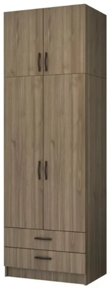 Ντουλάπα Δίφυλλη Με Πατάρι Ricardo 0256526 80x51,8x240cm Walnut Δίφυλλη