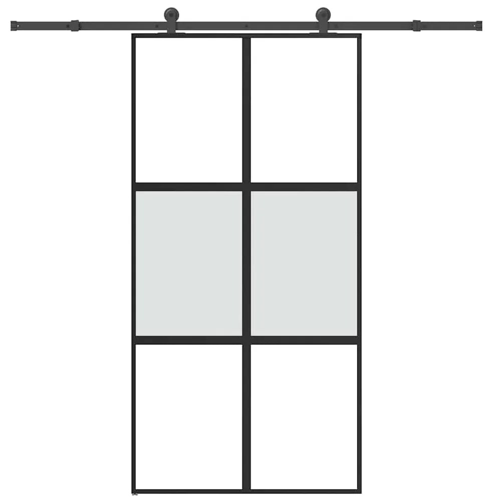 vidaXL Συρόμενη πόρτα με σετ υλικού 102,5x205 cm από γυαλί&amp;Αλουμίνιο