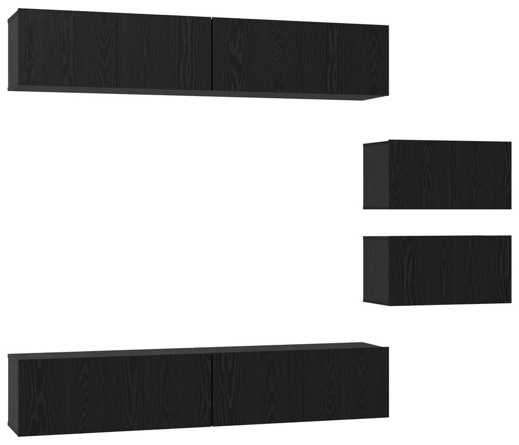 vidaXL Σετ επίπλου τηλεόρασης 6 pcs Μαύρη δρυς 80 x 30 x 30.5 εκ