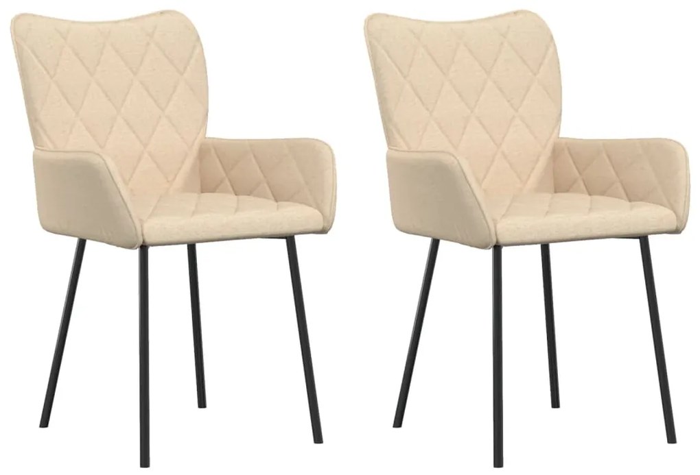 vidaXL Καρέκλες Τραπεζαρίας 2 τεμ. Κρεμ Υφασμάτινες