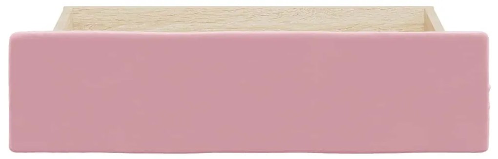 vidaXL Συρτάρια Κρεβατιού 2 τεμ. Ροζ Επεξ. Ξύλο και Βελούδο