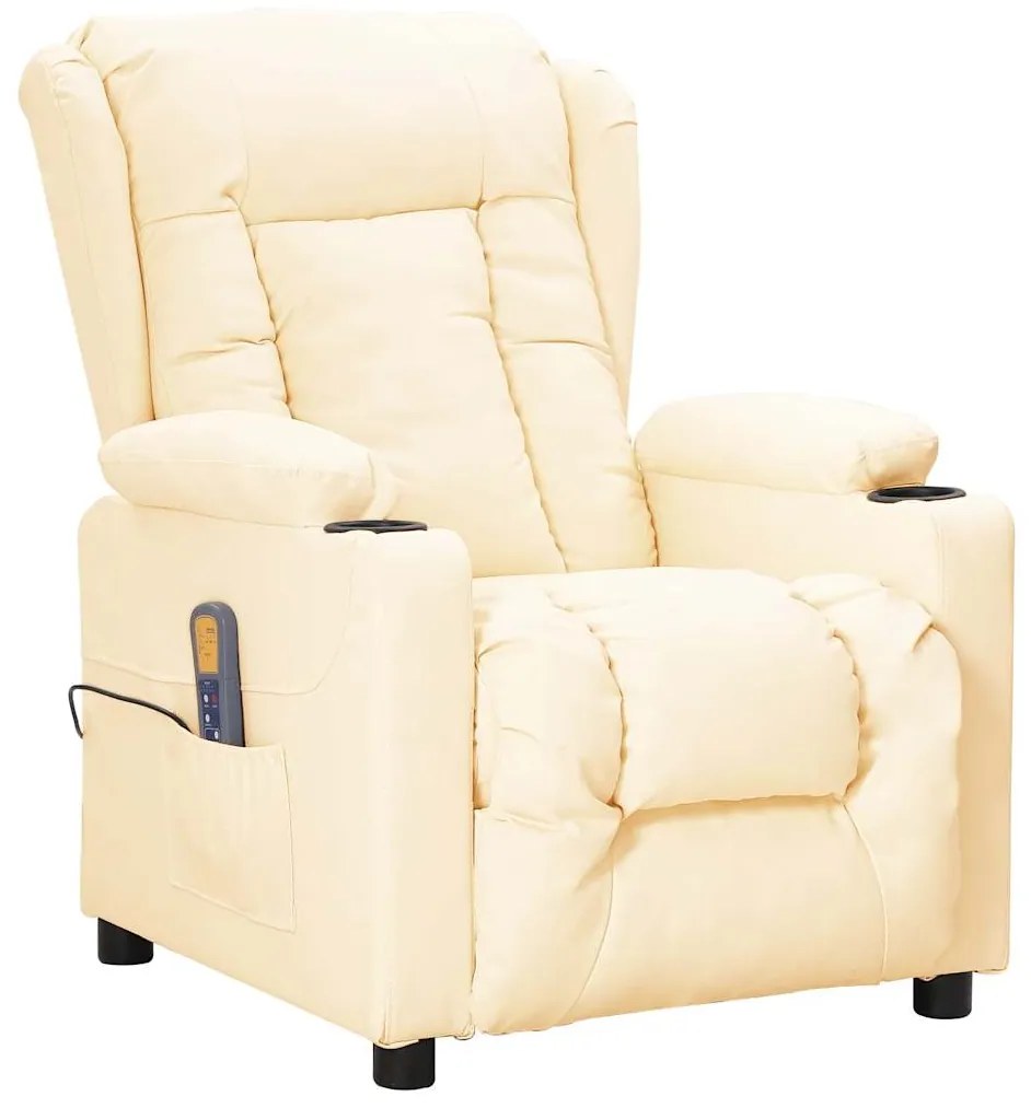 vidaXL Πολυθρόνα Μασάζ με Ανύψωση Κρεμ Συνθετικό Δέρμα