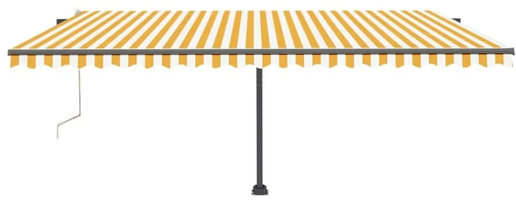 vidaXL Τέντα Αυτόματη με LED &amp; Αισθ. Ανέμου Κίτρινο/Λευκό 500x300 εκ.