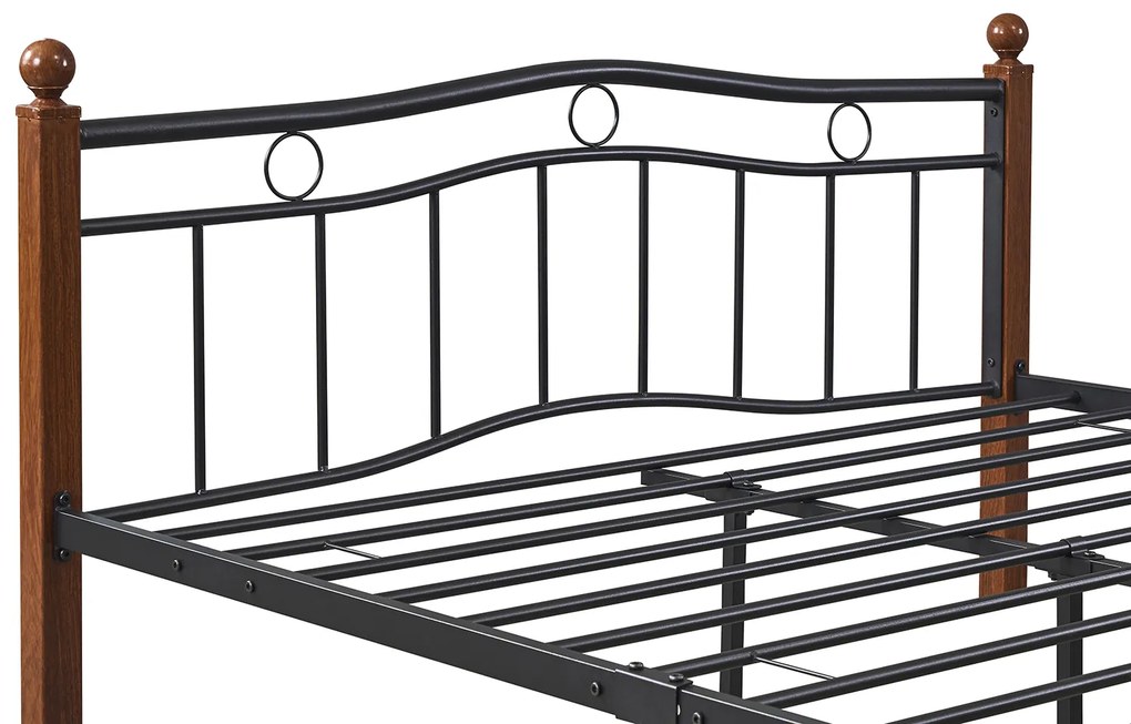 Κρεβάτι Ημίδιπλο ArteLibre ARROWHEAD Μαύρο/Καρυδί Μέταλλο Για Στρώμα 120x200cm