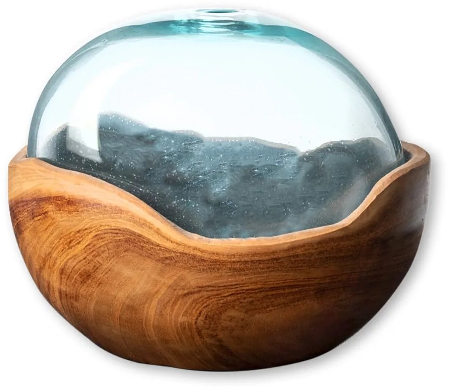 Vase S Line 13cm χειροποίητο με βάση από ξύλο ΤΕΑΚ small SS379-0M