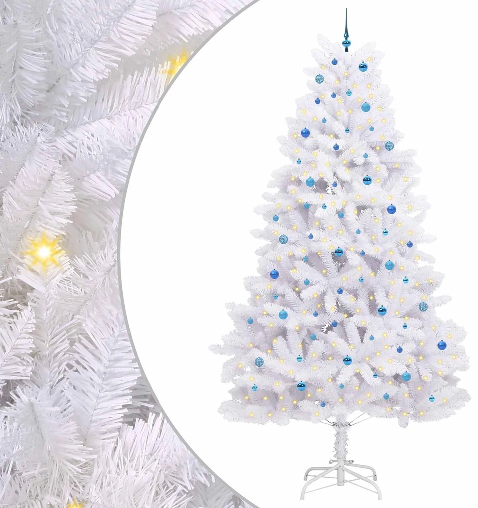 vidaXL Τεχνητό Χριστουγεννιάτικο Δέντρο με Άξονα με βάση Λευκό 300 cm