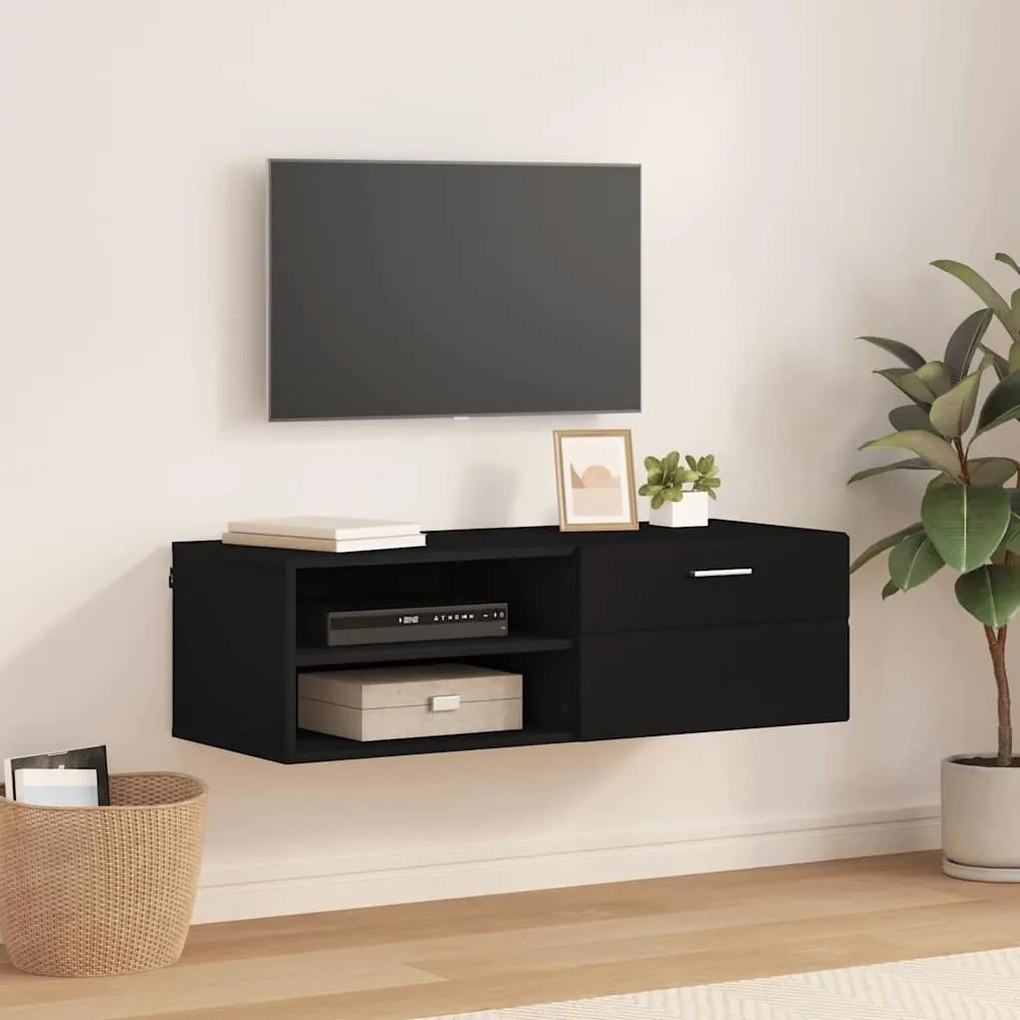 vidaXL Ντουλάπι TV με ράφι Μαύρο 100.5 x 39 x 30 εκ Επεξεργασμένο ξύλο