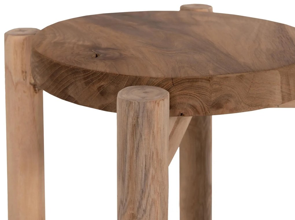 Τραπεζάκι σαλονιού Βοηθητικό HOVER Ξύλο TEAK σε Φυσικό Φ30x50Υεκ. 30x30x50 εκ.