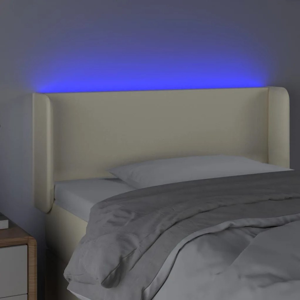 Κεφαλάρι Κρεβατιού LED Κρεμ 103x16x78/88εκ. από Συνθετικό Δέρμα - Κρεμ