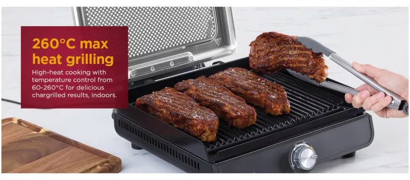Ηλεκτρική ψησταριά Ninja GR101EU, 1450W, 28x37 cm, Γρήγορη θέρμανση, 60-260C, 2 πλάκες, Μαύρο