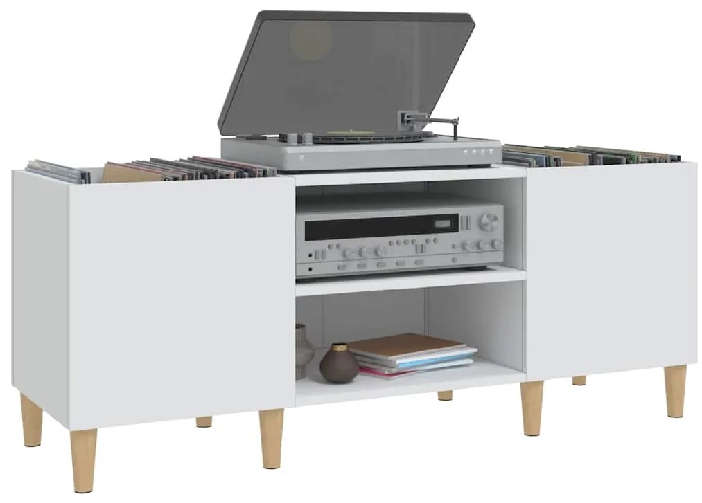 vidaXL Δισκοθήκη Λευκή 121 x 38 x 48 εκ. Επεξεργασμένο Ξύλο