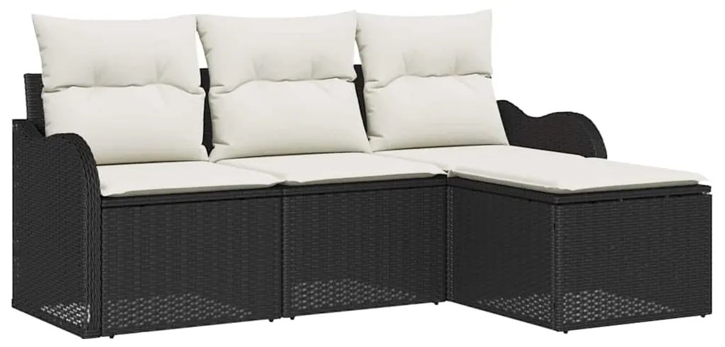 vidaXL Σετ Καναπέ Κήπου με μαξιλάρι 4 pcs Μαύρο Πολυ ράταν