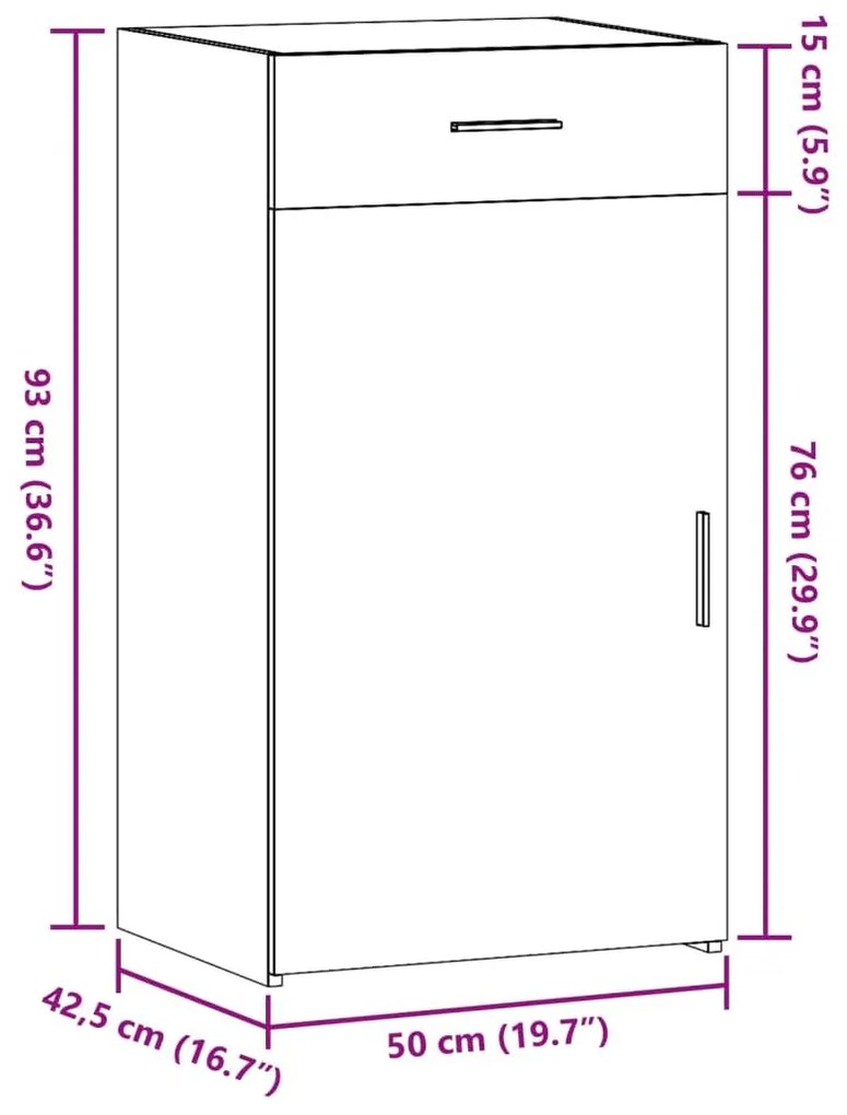 Ντουλάπι Γκρι Σκυροδέματος 50x42,5x93 εκ. Επεξεργασμένο Ξύλο - Γκρι