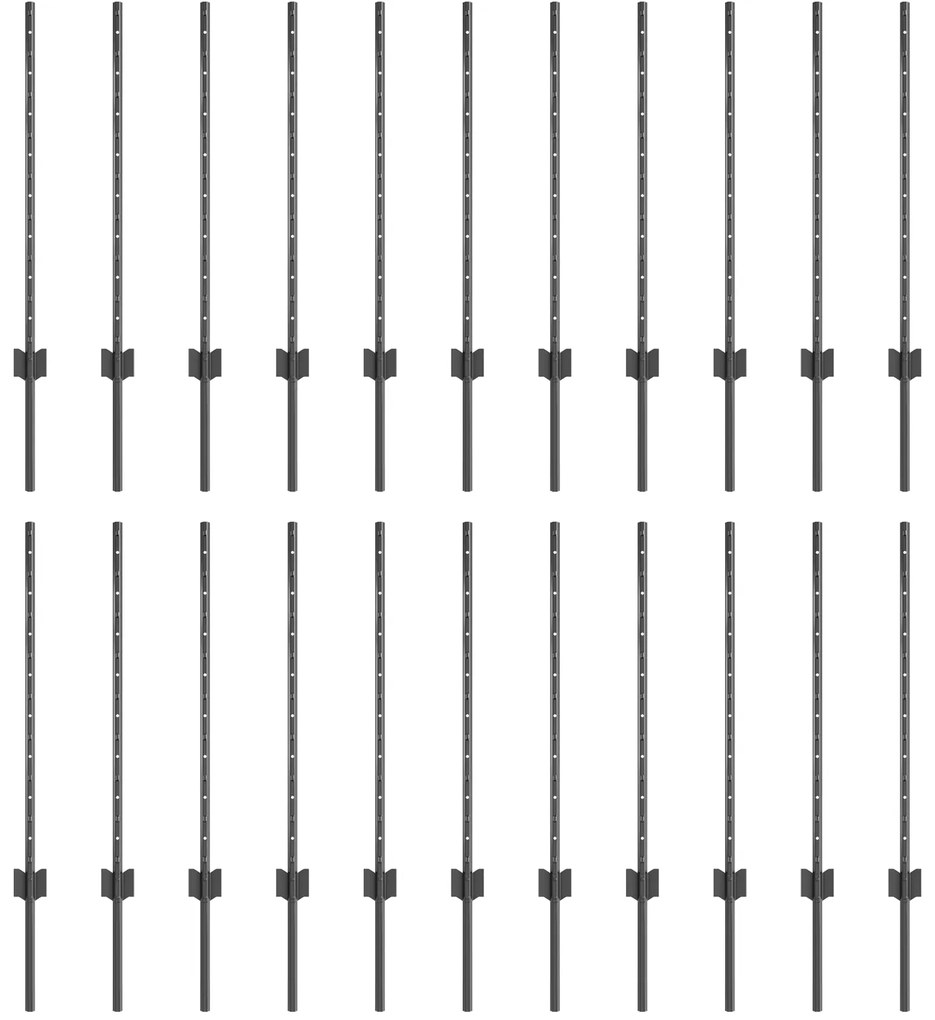 vidaXL Ασημένιοι Πόλοι Φράχτη 22 pcs Γκρι 50 x 0.8 μ Μέταλλο