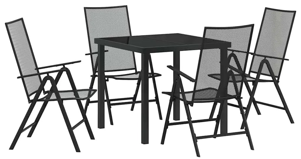 vidaXL Σέτ φαγητού για κήπο Πτυσσόμενος 5 pcs Ανθρακί Ατσάλι