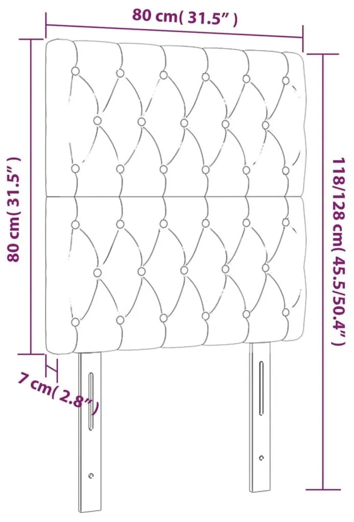 Κεφαλάρι Κρεβατιού LED Σκούρο Μπλε 80x7x118/128 εκ. Βελούδινο - Μπλε
