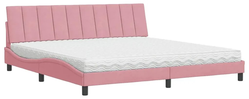 vidaXL Κρεβάτι με Στρώμα Hanko Ροζ 200x200 εκ. Βελούδινο