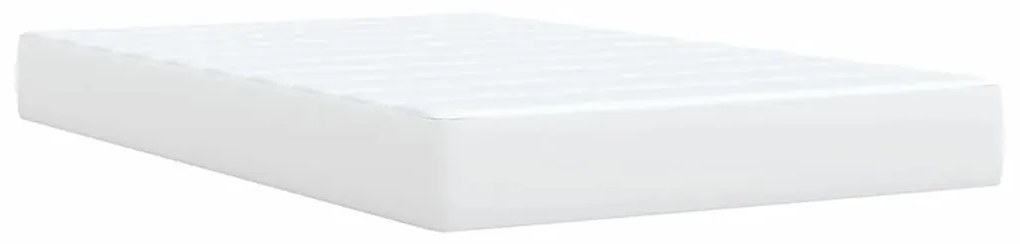 vidaXL Κρεβάτι Boxspring με Στρώμα Λευκό 120x200εκ.από Συνθετικό Δέρμα