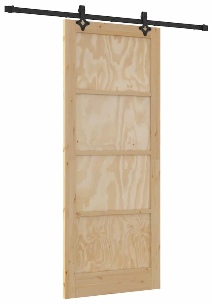 vidaXL Συρόμενη Πόρτα Φυσικό και μαύρο 86 x 211 cm