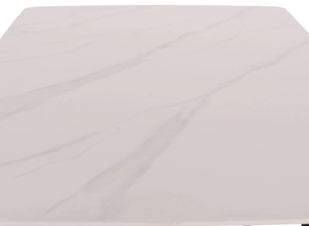 Τραπέζι Rav λευκό μαρμάρου sintered stone-μαύρο μέταλλο 140x80x75