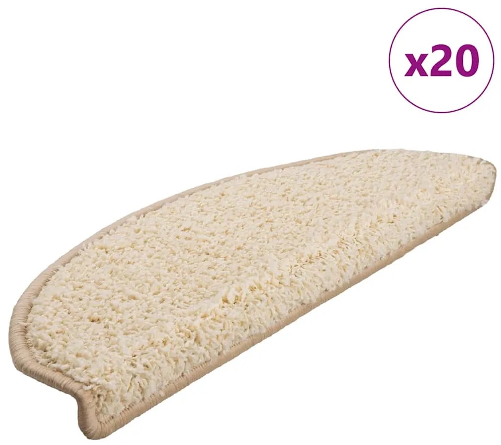 vidaXL Πατάκια Σκαλιών 20 τεμ. Κρεμ Ημίστρογγυλά Μεγάλα 65x21x4 εκ.