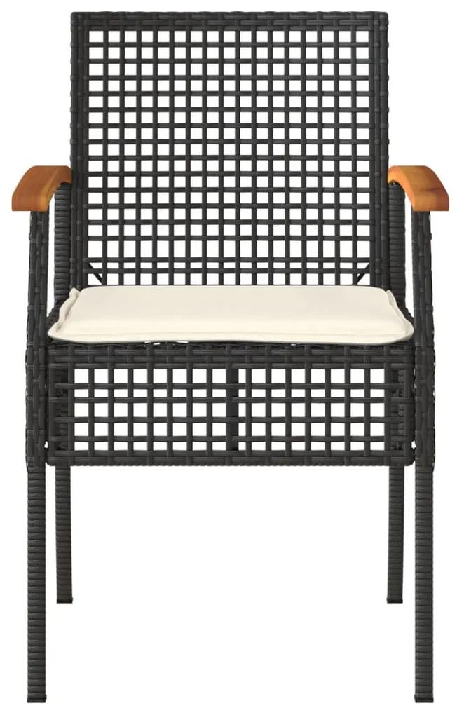 vidaXL Καρέκλες Κήπου 2 τεμ. Μαύρες Συνθ. Ρατάν/Ξύλο Ακακίας+Μαξιλάρια