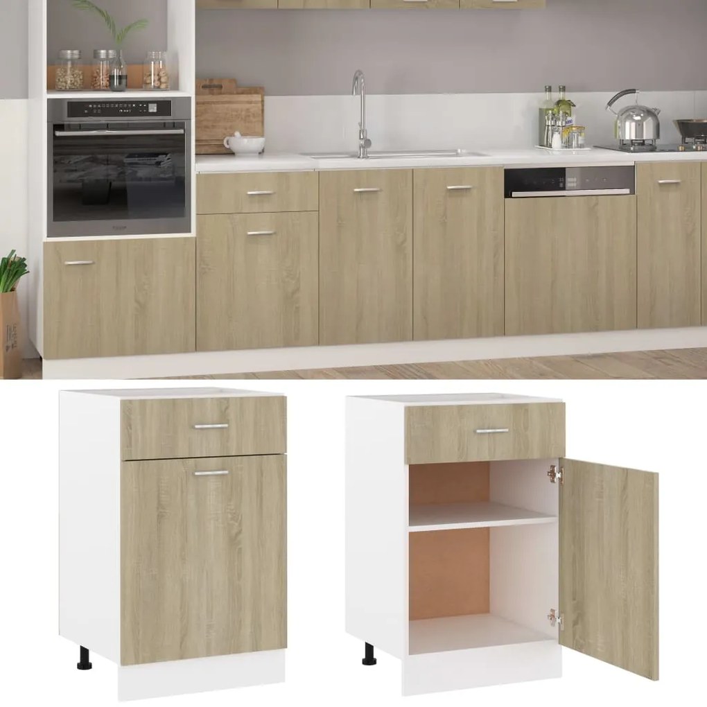 vidaXL Ντουλάπι με Συρτάρια "Lyon" σε Χρώμα Sonoma Δρυς 50x46x81,5 εκ. από Τεχνητό Ξύλο
