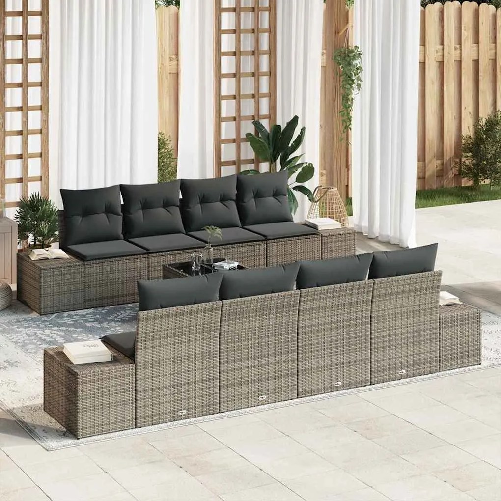 vidaXL Σετ Καναπέ Κήπου με μαξιλάρι 7 pcs Γκρι 55 x 55 x 37 εκ