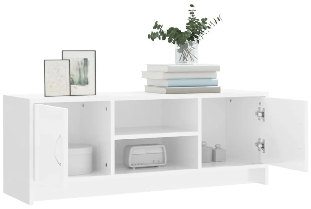 vidaXL Έπιπλο Τηλεόρασης Γυαλ. Λευκό 102x30x37,5 εκ Επεξεργασμένο Ξύλο