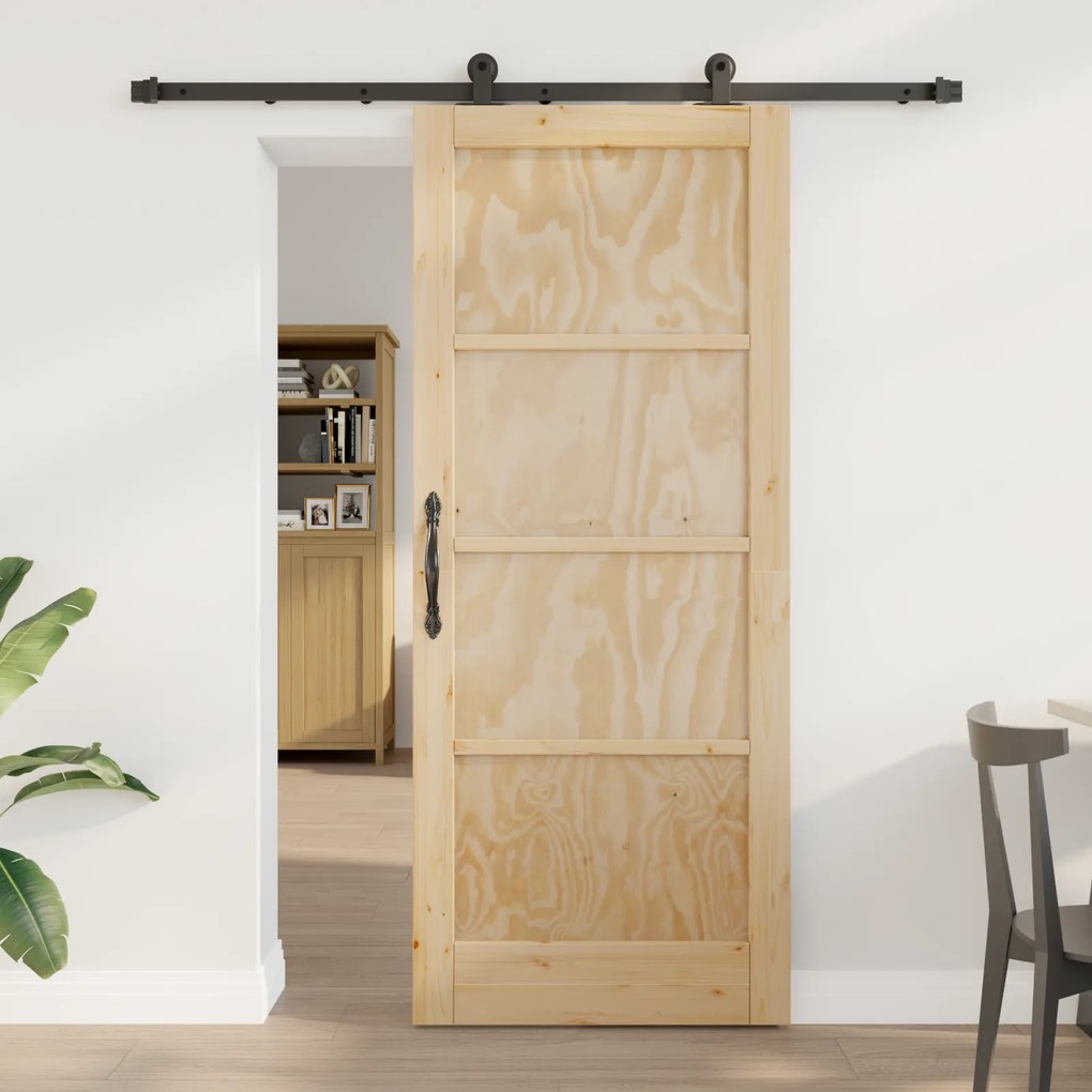 vidaXL Συσρόμενη Πόρτα με Σετ Εξαρτημάτων 83x202 εκ. Ξύλο Μασίφ Πεύκου