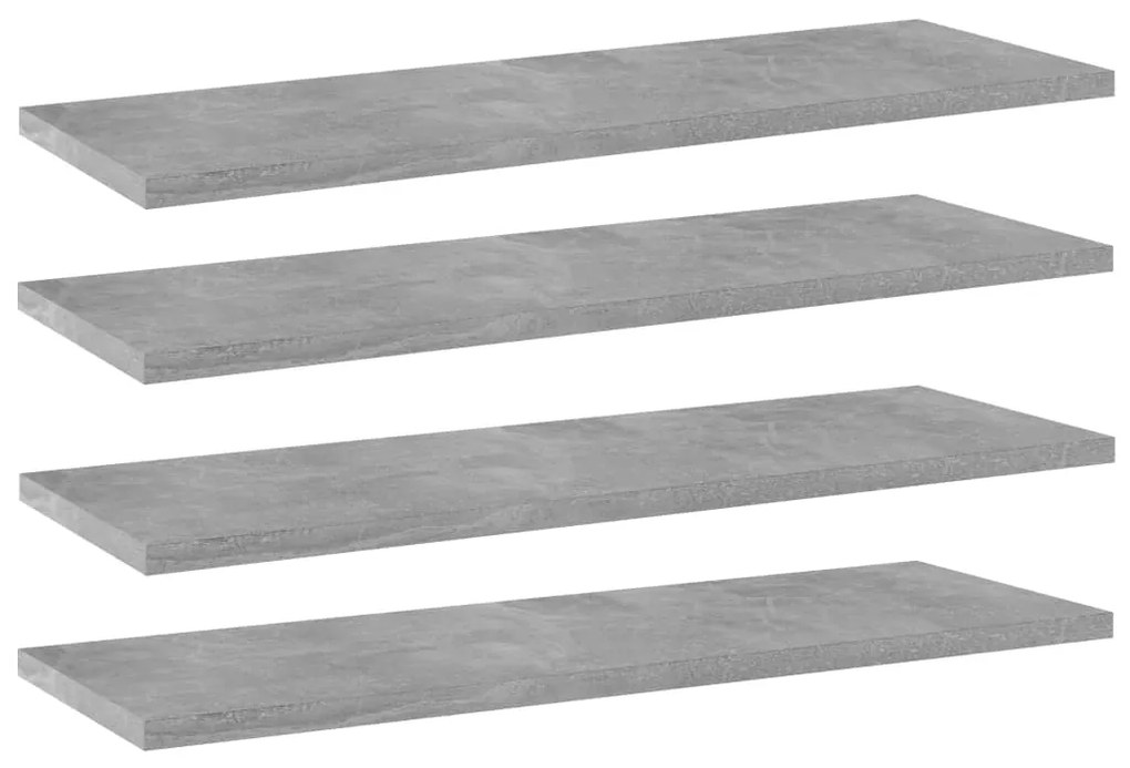 vidaXL Ράφια Βιβλιοθήκης 4 τεμ. Γκρι Σκυροδ. 60x20x1,5 εκ. Μοριοσανίδα