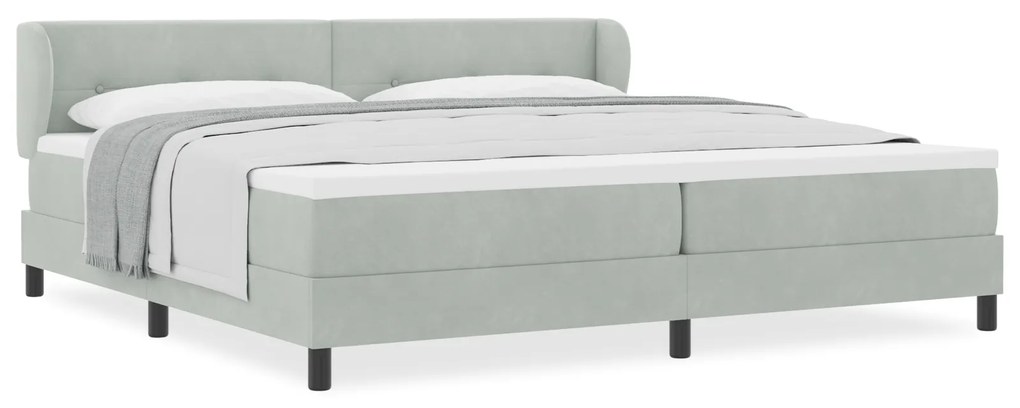 vidaXL Κρεβάτι με Στρώμα Light Grey 200x200 cm Βελούδο