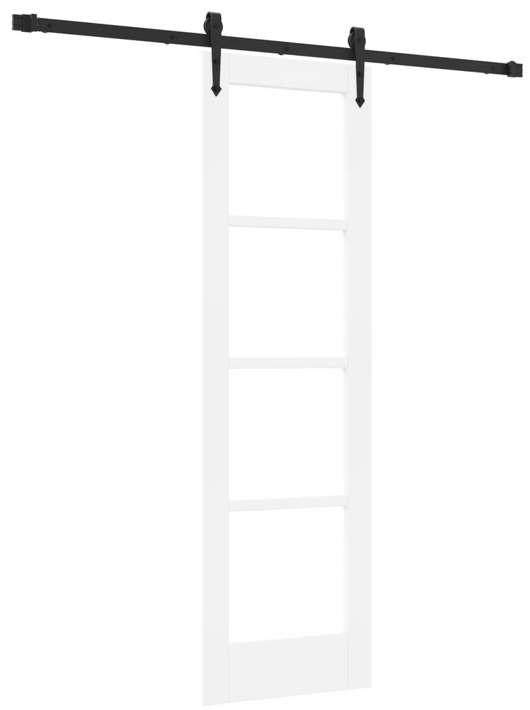 vidaXL Συρόμενη Πόρτα με Εξαρτήματα Λευκή 61x198.5 εκ. Στερεό Ξύλο Πεύκου