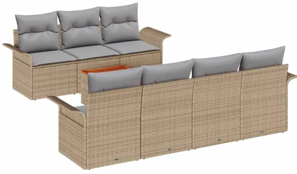 vidaXL Σετ Καναπέ Κήπου 8 pcs Μπεζ Πολυ ράταν