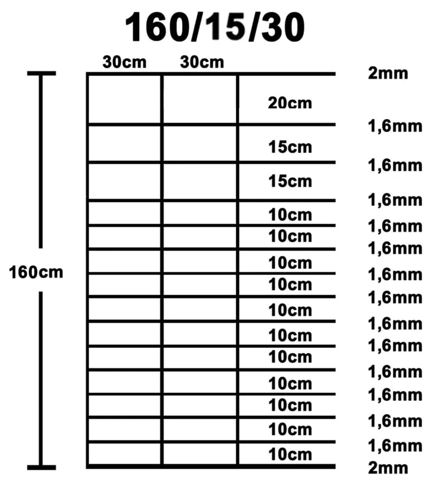 vidaXL Συρματόπλεγμα Περίφραξης Ασημί 50 x 1,6μ. Γαλβανισμένος Χάλυβας