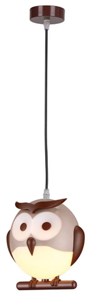 Παιδικό Φωτιστικό Οροφής Κουκουβάγια ZN160201PBR Brown &amp; White Metal, Plastic