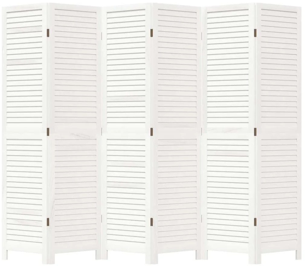 vidaXL Διαχωριστικό Χώρου με 6 Πάνελ Λευκό από Μασίφ Ξύλο Παυλώνιας