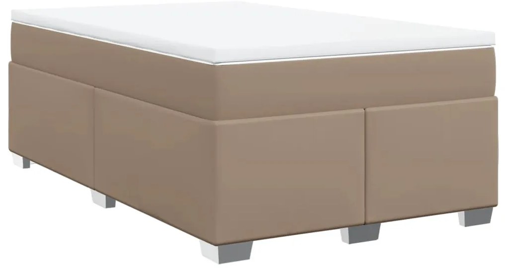 vidaXL Κρεβάτι Boxspring με Στρώμα Καπουτσίνο 120x200εκ.από Συνθ.Δέρμα
