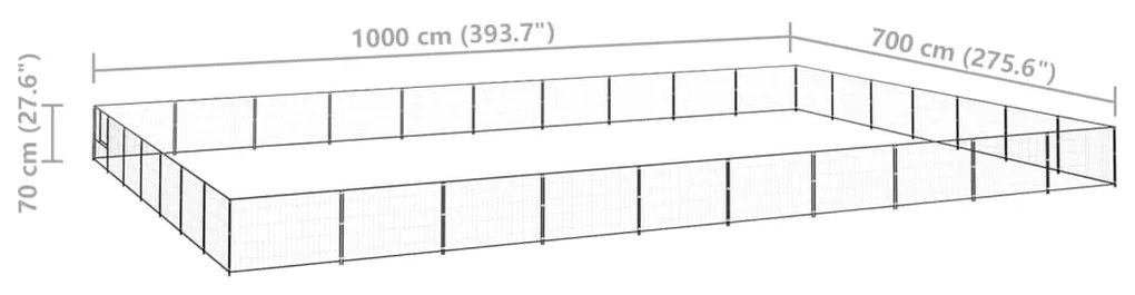 vidaXL Σπιτάκι Σκύλου Μαύρο 70 μ² Ατσάλινο
