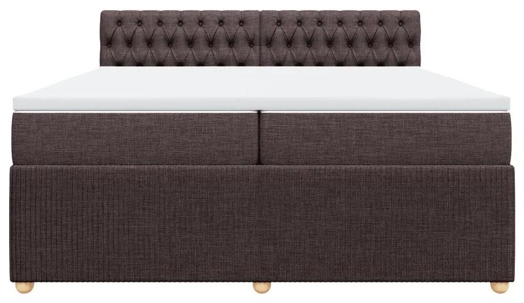 Κρεβάτι Boxspring με Στρώμα Σκούρο Καφέ 200x200 εκ. Υφασμάτινο - Καφέ